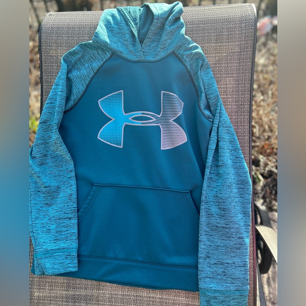 Under Armour teal blue loose fit boys large hoodie